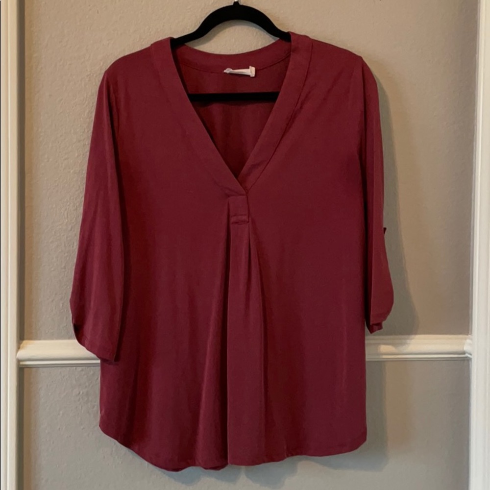 Maroon, 3/4 length blouse